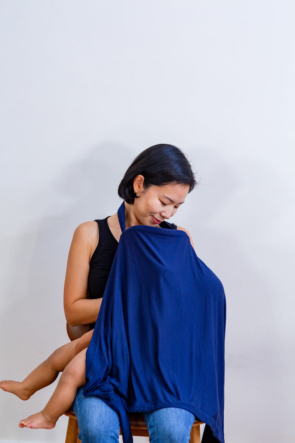 Navy Halo Nursing Cover Bamboo