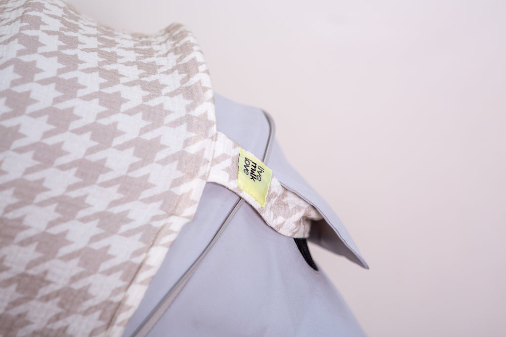 Houndstooth Neutral Halo Nursing Cover Organic Cotton