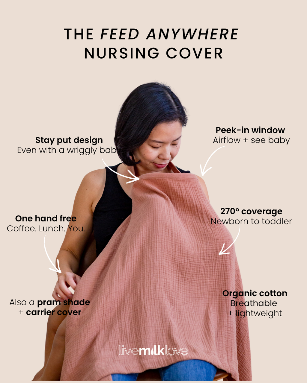 Feed Anywhere Nursing Cover - Clay