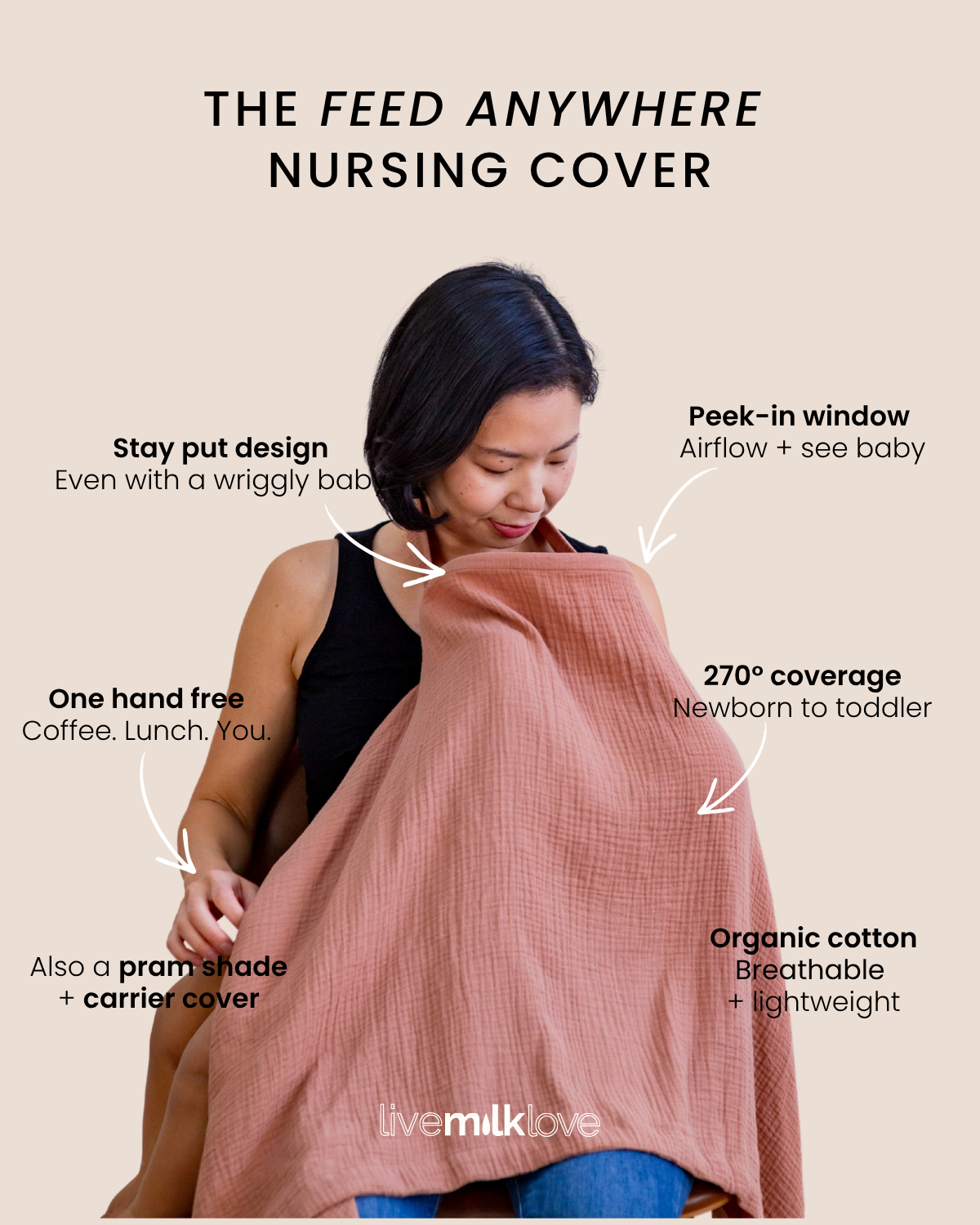 Feed Anywhere Nursing Cover - Clay