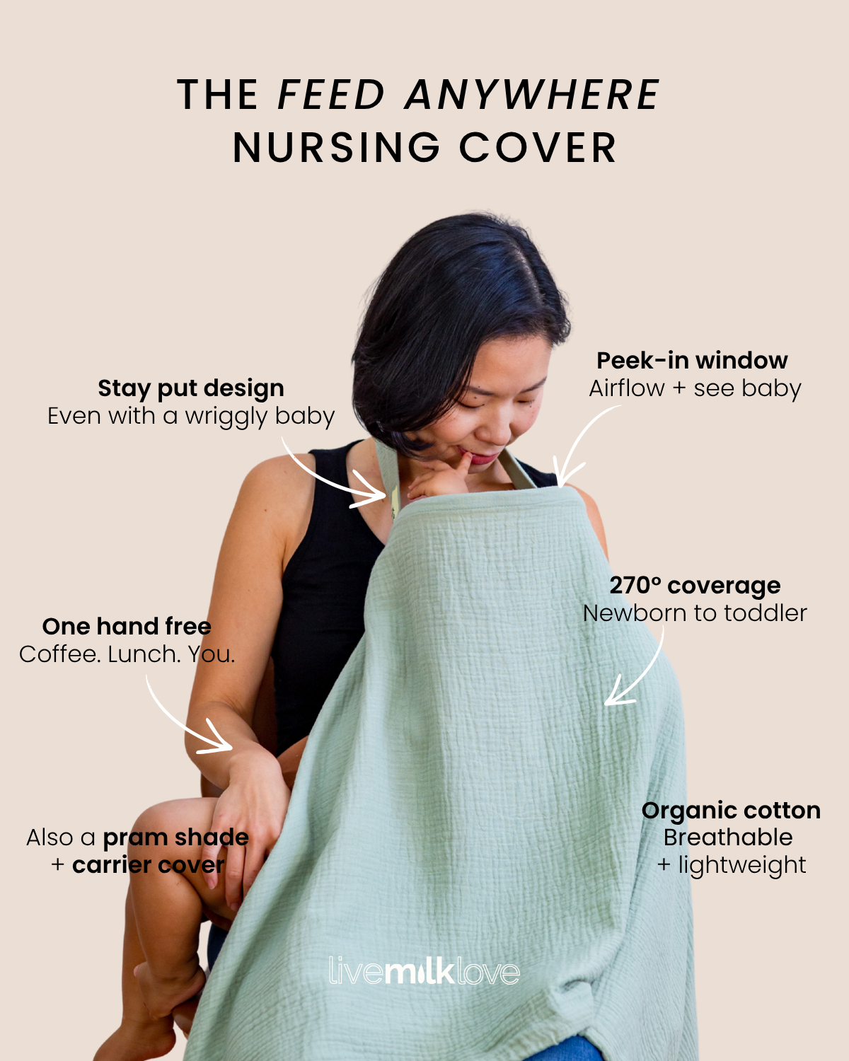 Feed Anywhere Nursing Cover - Sage